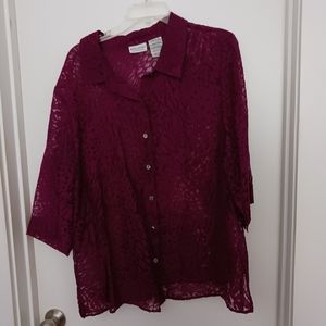 White Stag 18/20 sheer wine button down